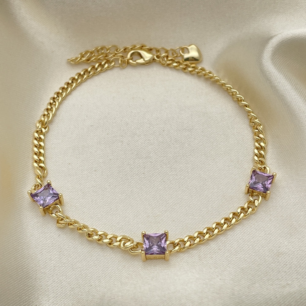 7" Adjustable Bracelet w/ Purple Amethyst Stone With the Highest Craftsmanship Gold Filled Bracelets-03.213.0163.1.07