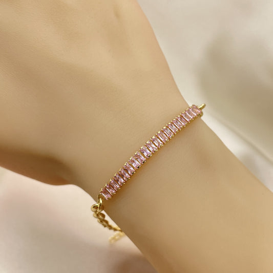 7" Gucci Bracelet w/ Pink Sapphire Stone - Handmade With the Highest Craftsmanship - Gold Filled Bracelets - 03.130.0013.3.08