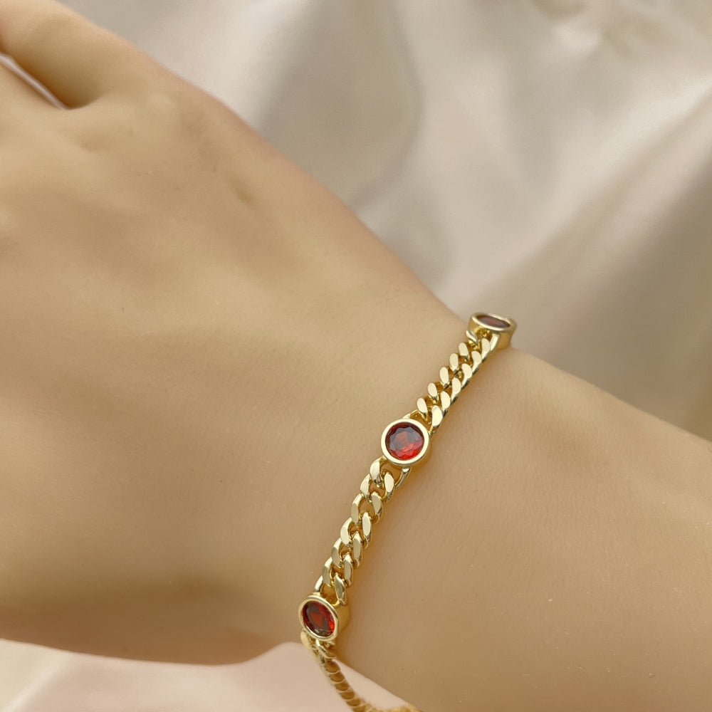 7" Adjustable Bracelet w/ Red Ruby Handmade With the Highest Craftsmanship Gold Filled Bracelets-03.213.0167.2.07