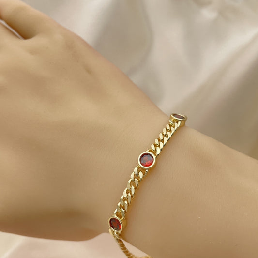 7" Adjustable Bracelet w/ Red Ruby Handmade With the Highest Craftsmanship Gold Filled Bracelets-03.213.0167.2.07