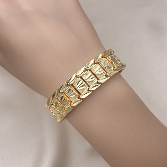 8" Chunky Bold Gold Bracelet - Handmade With Solid Link Casting its the Highest Craftsmanship - Gold Filled Style Bracelets 03.100.0073.08