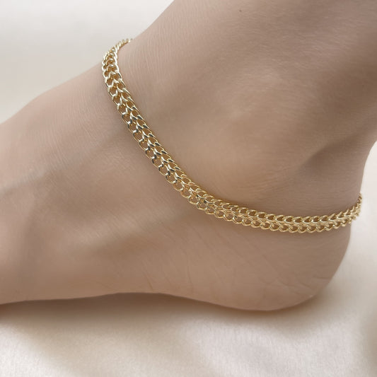 Gold Anklet - Open Double Link Chain Handmade with the Highest Gold Filled Style Craftsmanship - Gold Filled Anklets 03.319.0003.10