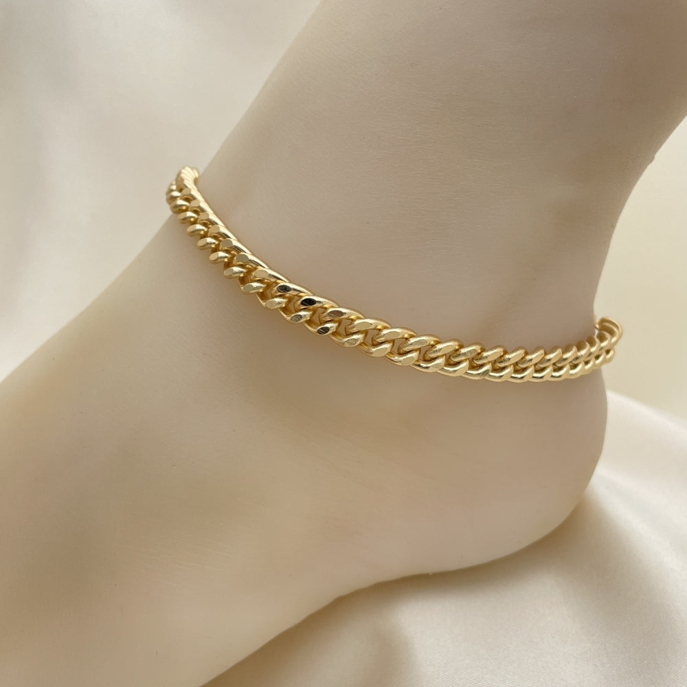 Gold Anklet - 07 MM Miami Cuban Link Chain Design Handmade with the Highest Craftsmanship - Gold Filled Style Anklets 04.213.0232.10