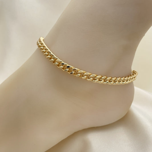 Gold Anklet - 07 MM Miami Cuban Link Chain Design Handmade with the Highest Craftsmanship - Gold Filled Style Anklets 04.213.0232.10