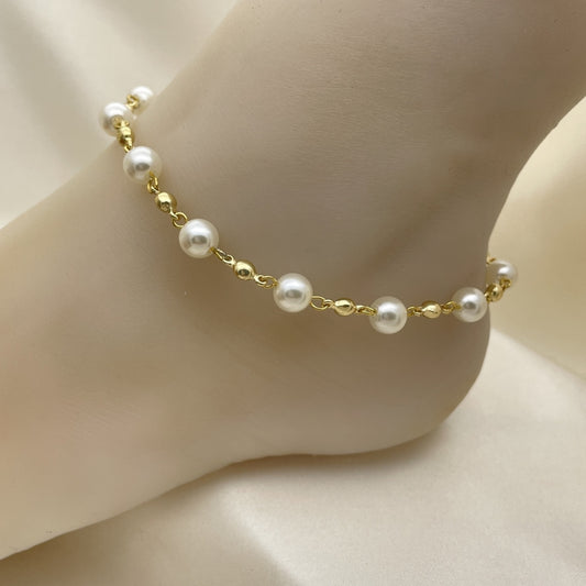 Gold Anklet - Pearl Bead Style Handmade with the Highest Gold Filled Style Craftsmanship - Gold Filled Anklets 03.63.2226.10