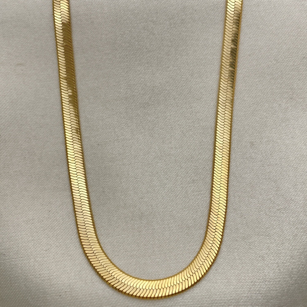 18" Gold Herringbone Necklace Chain - Chunky 14k Gold Filled Style Necklace Gift for Her- 04.58.0020.18