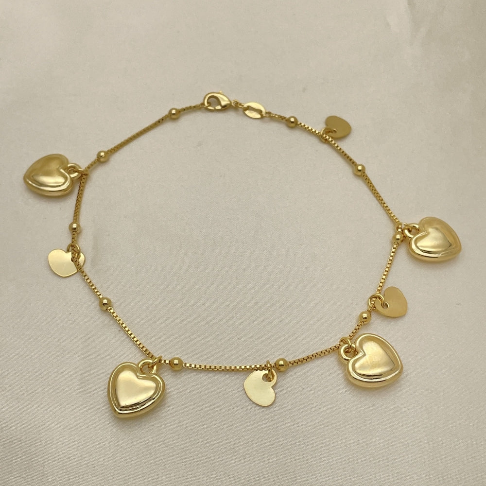 Gold Anklet - Handmade Heart Charms with the Highest Gold Filled Style Craftsmanship - Gold Filled Anklets 03.32.0593.10