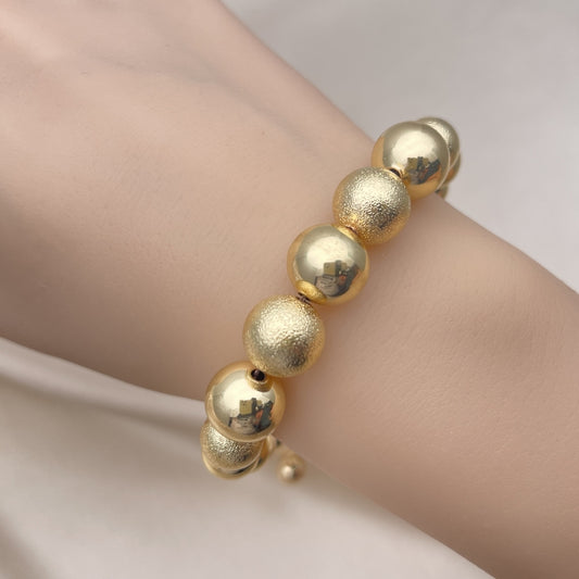 8" Adjustable Brushed Gold Ball Bracelet - 8mm Beads Handmade With the Highest Craftsmanship Ball Beads- Gold Filled Style 03.168.0040.08