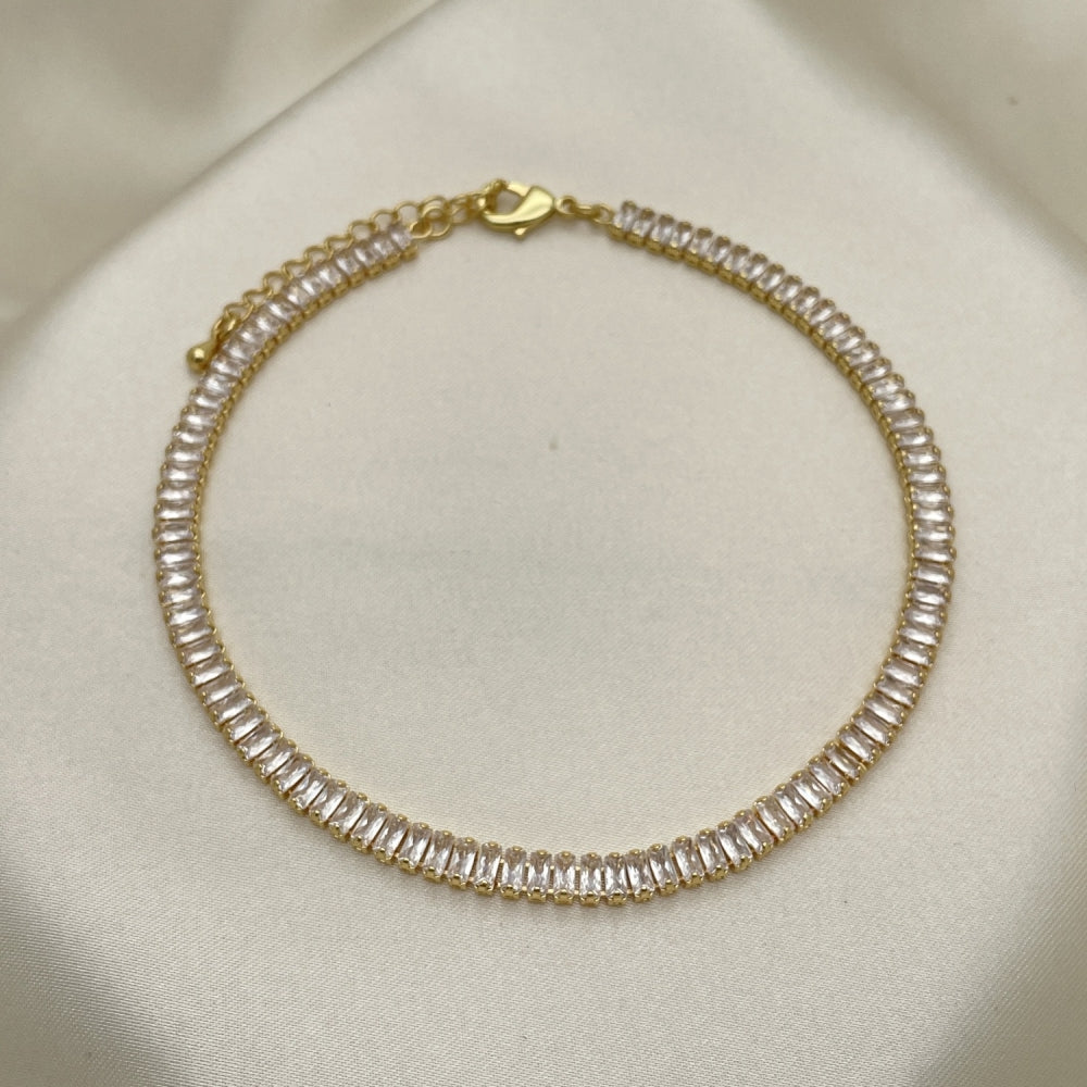 Light Champagne Rhinestone Gold Anklet - Handmade with the Highest Gold Filled Style Craftsmanship - Diamond like Anklets 03.130.0008.10