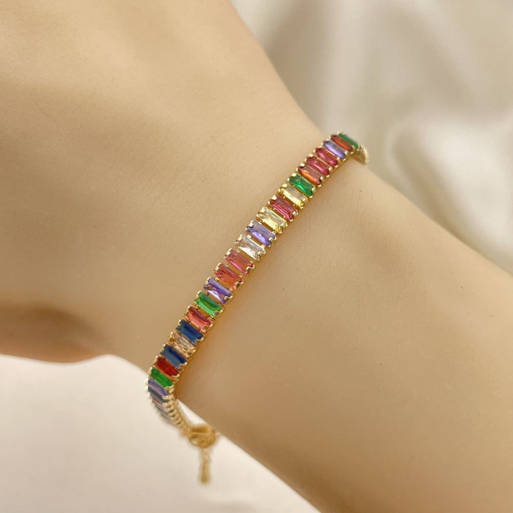 7" Multicolor Stone Adjustable Bracelet - Handmade With the Highest Craftsmanship - Gold Filled Bracelets - 03.130.0008.4.07