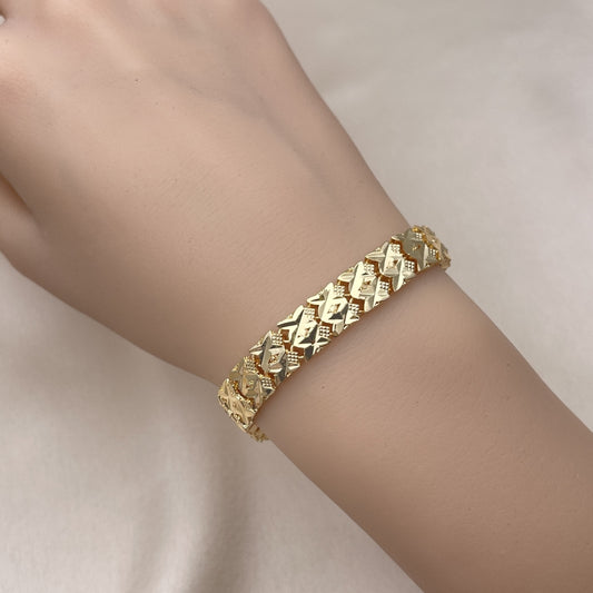 7" Chunky Bold Gold Bracelet - Handmade With Casting Solid Link. Its the Highest Finishing - Gold Filled Style Bracelets 03.100.0071.07