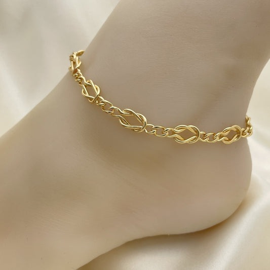 Gold Anklet - Handmade Reef Knot Chain with the Highest Gold Filled Style Craftsmanship - Gold Filled Anklets 03.319.0012.10