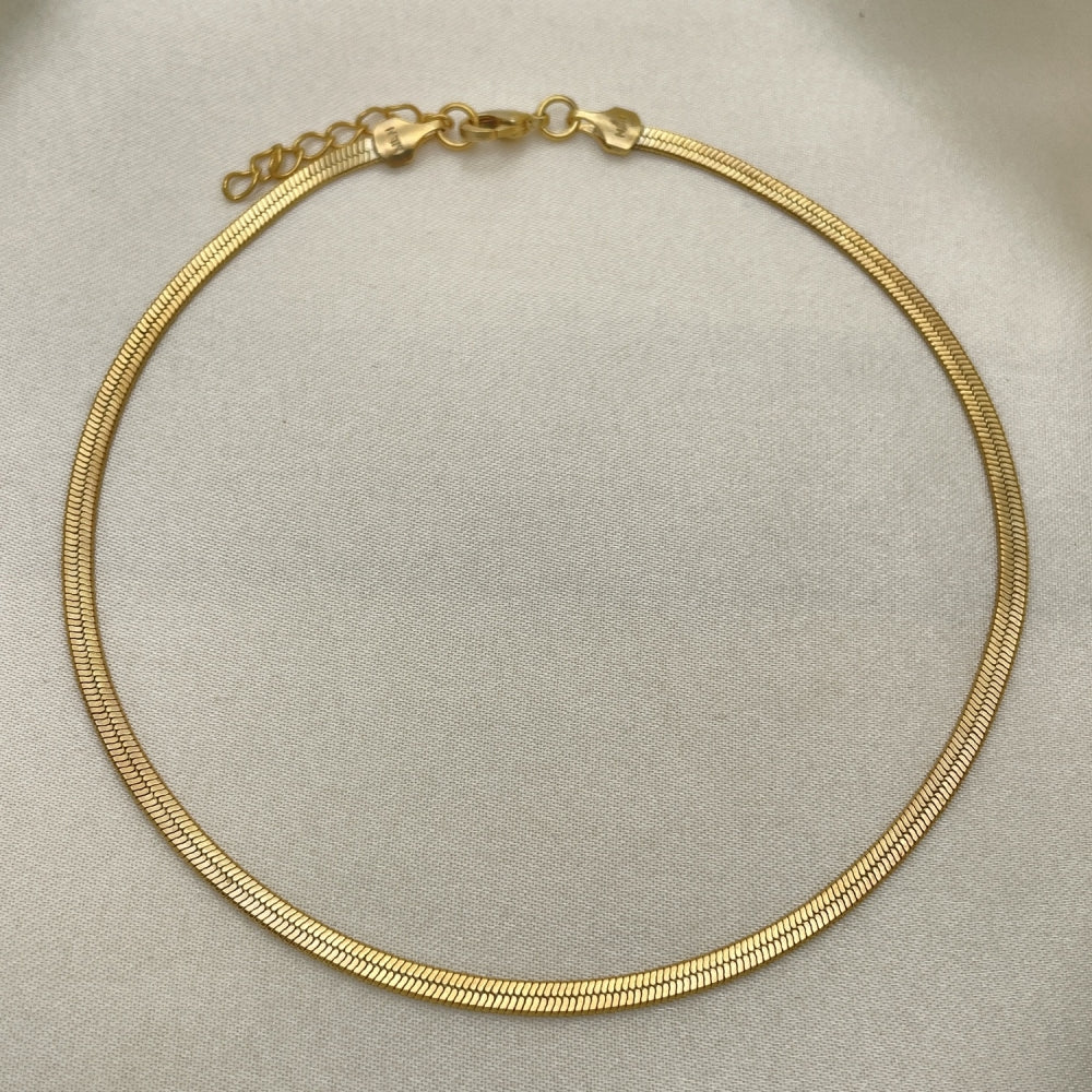 Gold Anklet - Herringbone Chain  Minimalist Handmade with the Highest Gold Filled Style Craftsmanship - Gold Filled Anklets 03.02.0095.10