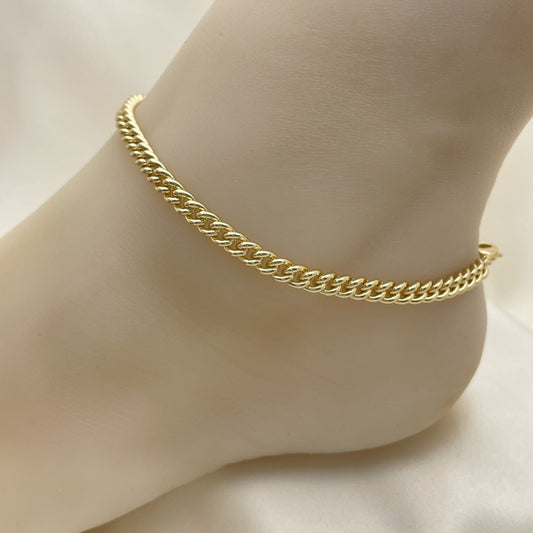 Gold Anklet - Cuban Link Chain Minimalist Handmade with the Highest Gold Filled Style Craftsmanship - Gold Filled Anklets 04.213.0244.10