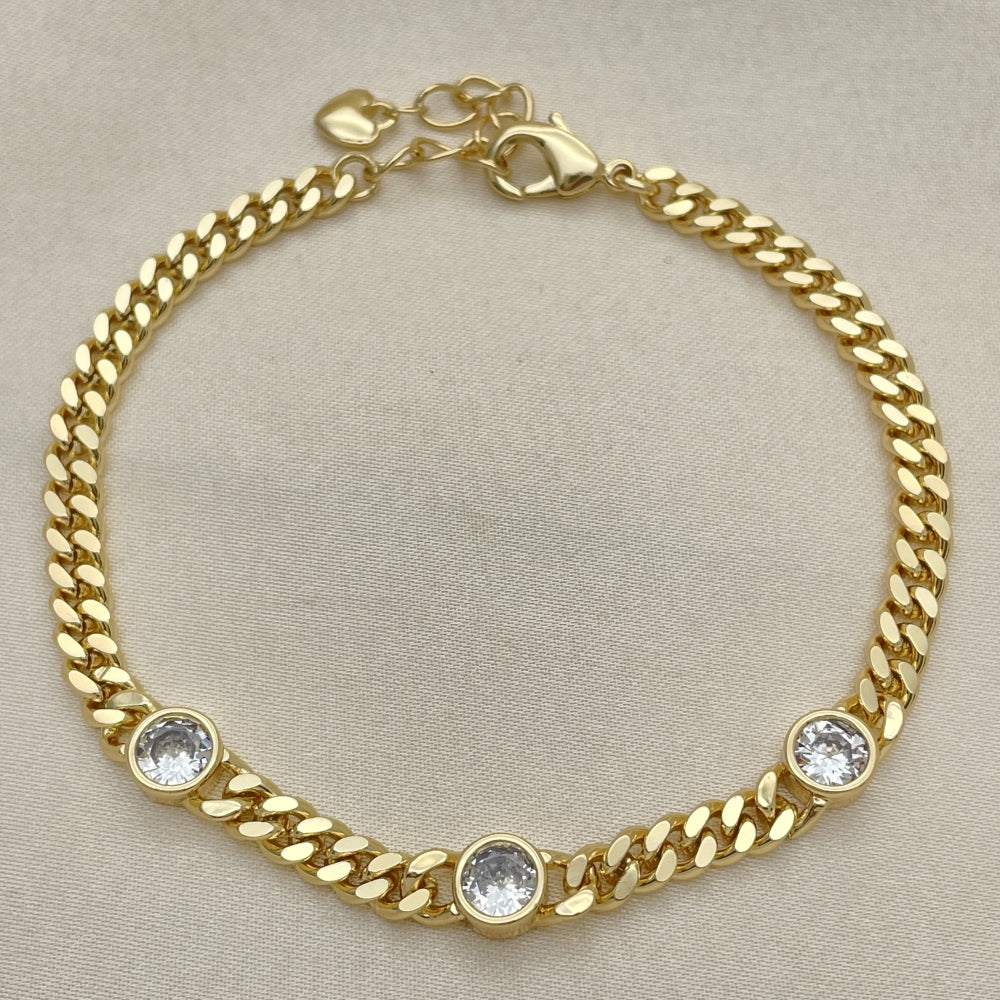 7" Adjustable Bracelet w/ White CZ Handmade With the Highest Craftsmanship Gold Filled Bracelets 03.213.0167.1.07