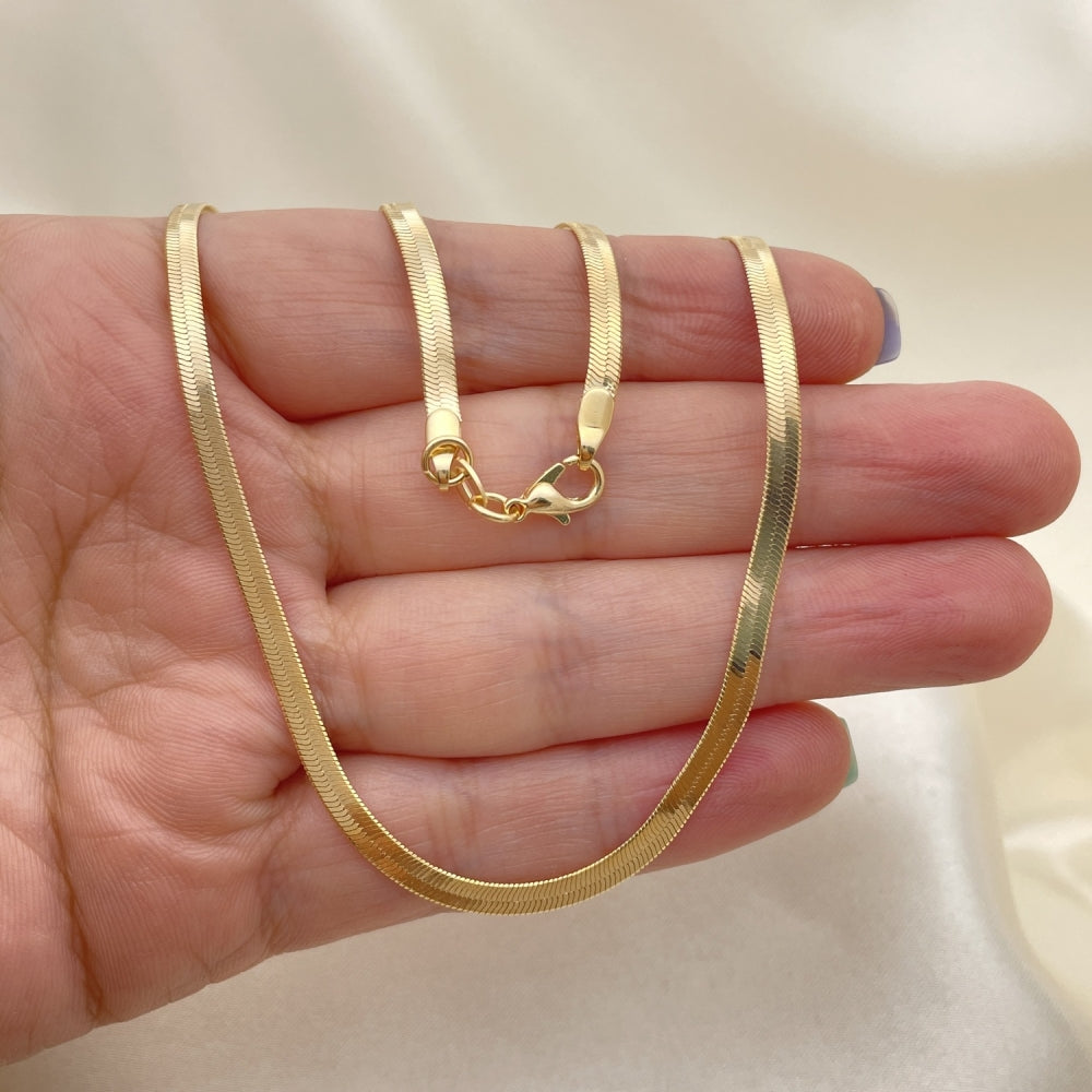 18" Gold Herringbone Necklace Chain - 14K Gold Filled Style Necklace Gift for Her - 04.58.0019.18