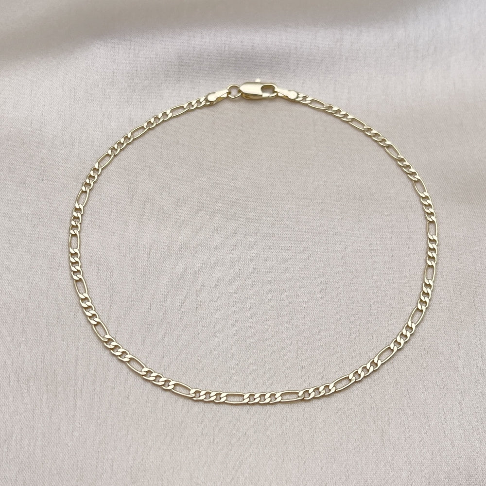 Gold Anklet -  03 MM Thin Figaro Chain Handmade with the Highest Craftsmanship - Gold Filled Style Anklets 04.213.0239.10