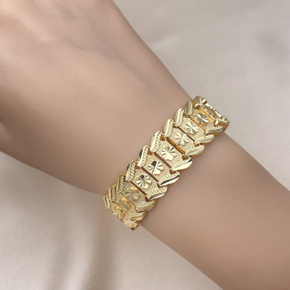 8" Chunky Bold Gold Bracelet - Handmade With Solid Link Casting its the Highest Craftsmanship - Gold Filled Style Bracelets 03.100.0072.08