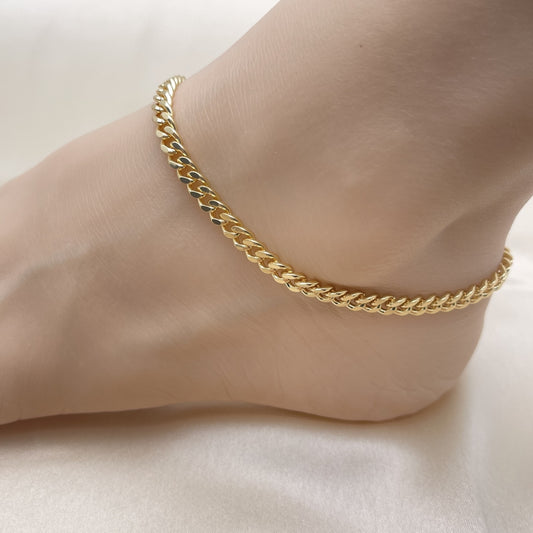 05 MM Gold Anklet - Miami Cuban Link Handmade with the Highest Gold Filled Style Craftsmanship - Gold Filled Anklets 04.213.0099.10