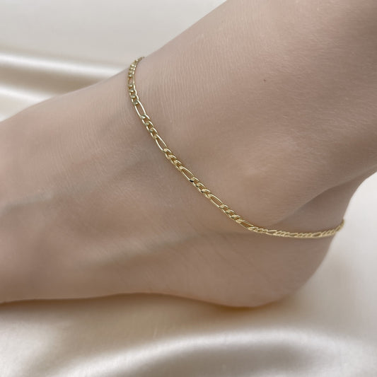 Gold Anklet -  03 MM Thin Figaro Chain Handmade with the Highest Craftsmanship - Gold Filled Style Anklets 04.213.0239.10