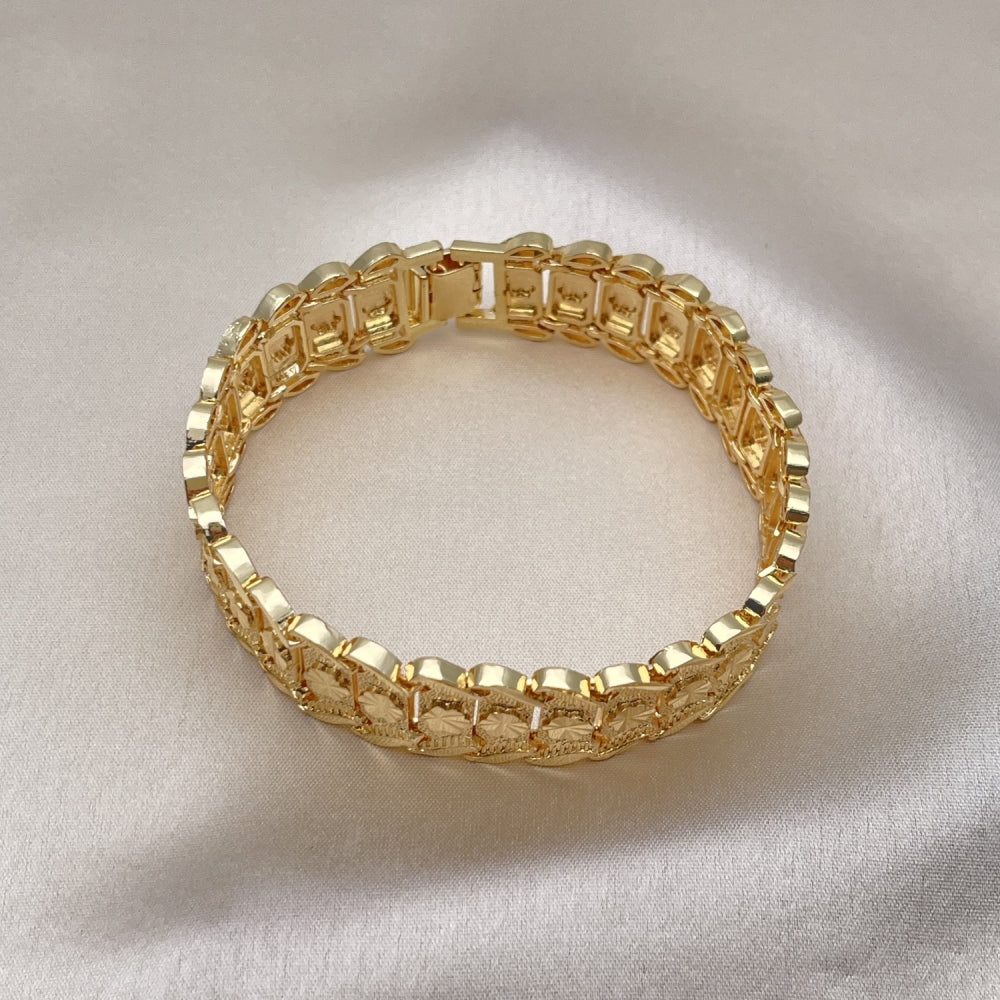 8" Chunky Bold Gold Bracelet - Handmade With Solid Link Casting its the Highest Craftsmanship - Gold Filled Style Bracelets 03.100.0072.08