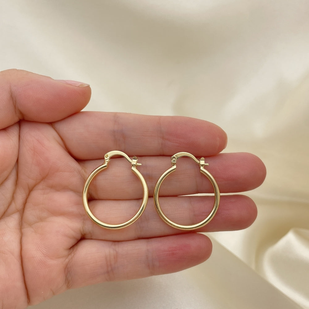 25mm Gold Hoop Handmade - Light Weight Medium Size Classic Plain Style Earrings, Dainty 14k Gold Filled Style for Her or Him 5.134.011.25