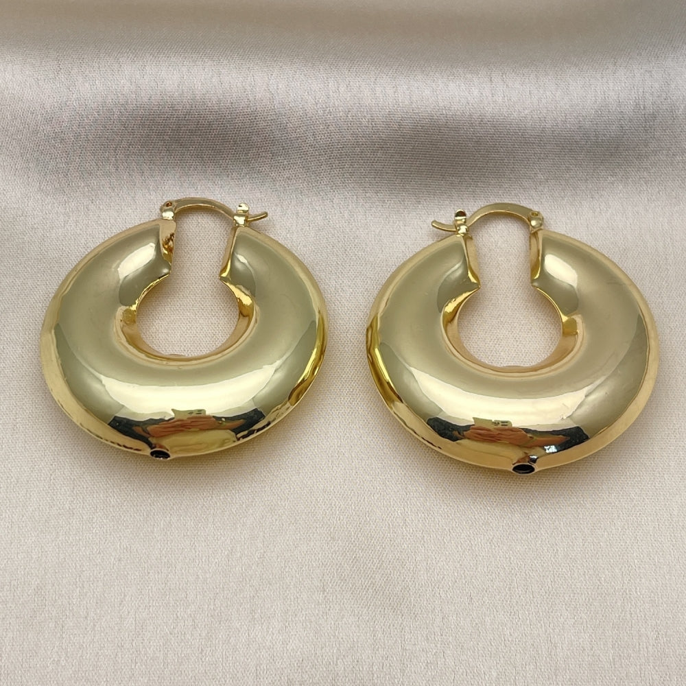 Puffy Hoops. Chunky & Thick Lightweight Handmade Hoops in Bold Gold Earring Style, Light Weight Tube Gold Filled Style Hoops 02.163.0131.40