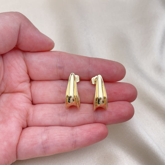 Teardrop Gold Hoop Stud Earrings - Chunky Handmade Dome Waterdrop Stud Earrings, Bold Gold Filled Style - Gold Filled Hoops 02.163.0204.16