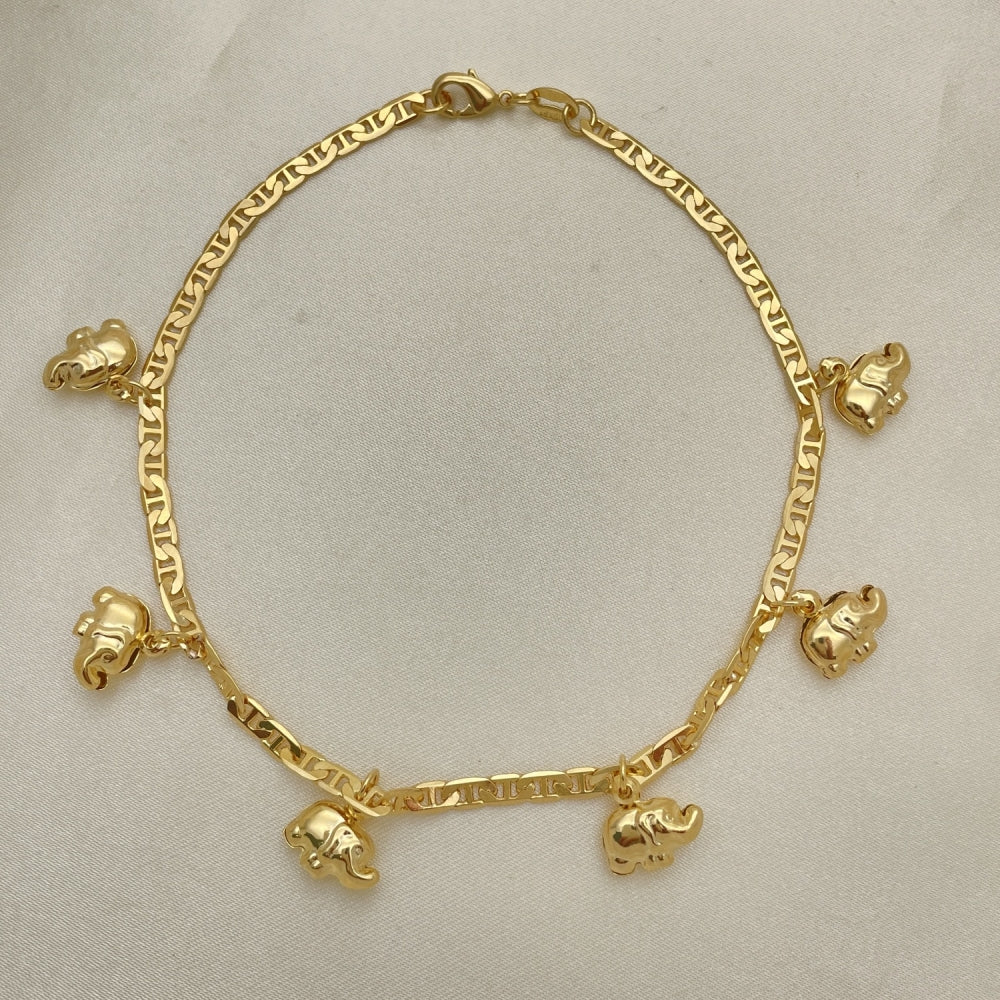 Gold Anklet - Mariner Chain w/ Elephant Charms Handmade with the Highest Gold Filled Style Craftsmanship - Gold Filled Anklets 03.32.0589.10