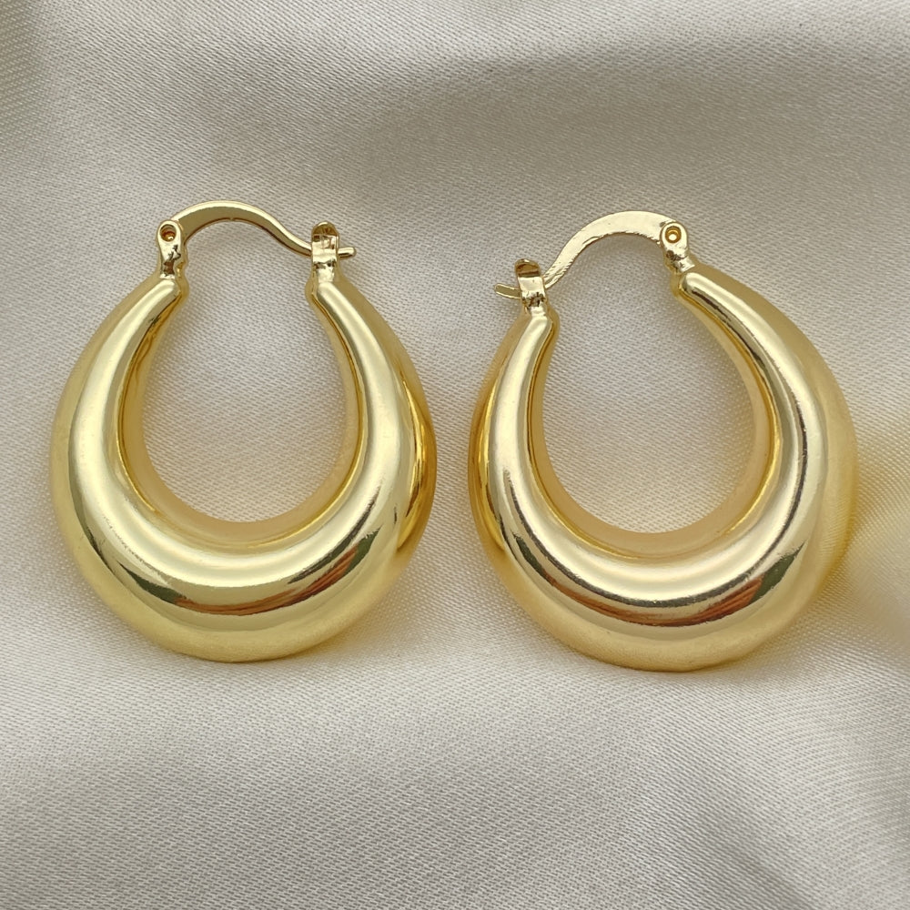 Puffy, Chunky, Thick Earring Hoops Handmade in Very Light Weight and yet Bold Gold Hoops - Smooth Gold Filled Style Hoops 02.163.0161.30