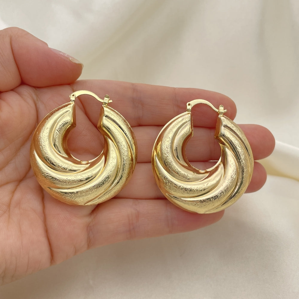 40mm Puff Chunky & Thick but Lightweight Handmade Twisted Bold Gold Hoop Earrings - Gold Filled Style Hoops 02.163.0135.40