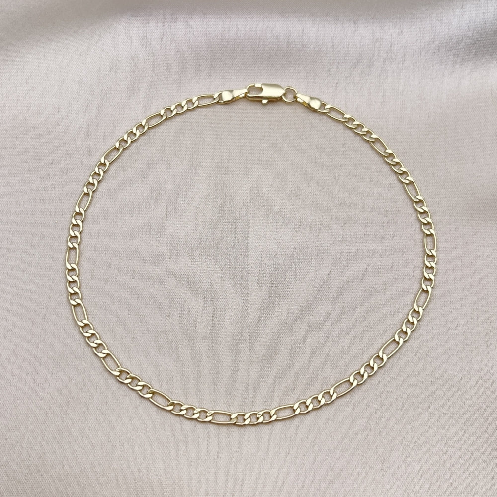 Gold Anklet - 3 MM Figaro Chain Handmade with the Highest Gold Filled Style Craftsmanship - Gold Filled Anklets 04.213.0240.10