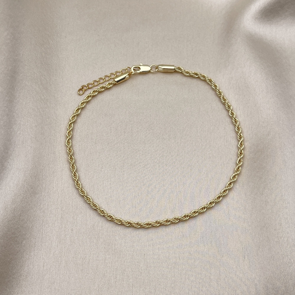 03 MM Gold Anklet - Rope Chain Handmade with the Highest Gold Filled Style Craftsmanship - Gold Filled Anklets 04.213.0105.10