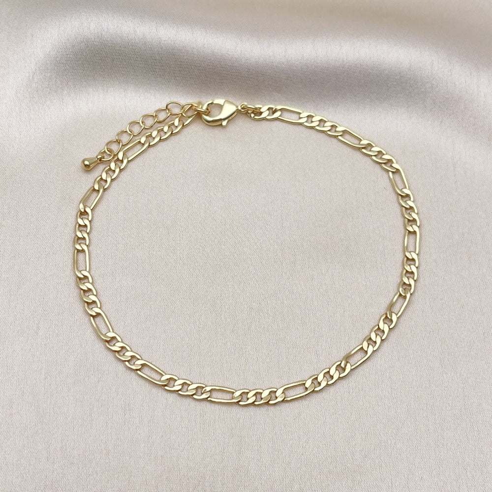 Gold Anklet - Figaro Chain Minimalist Style Handmade with the Highest Craftsmanship - Gold Filled Style Anklets 04.213.0241.10