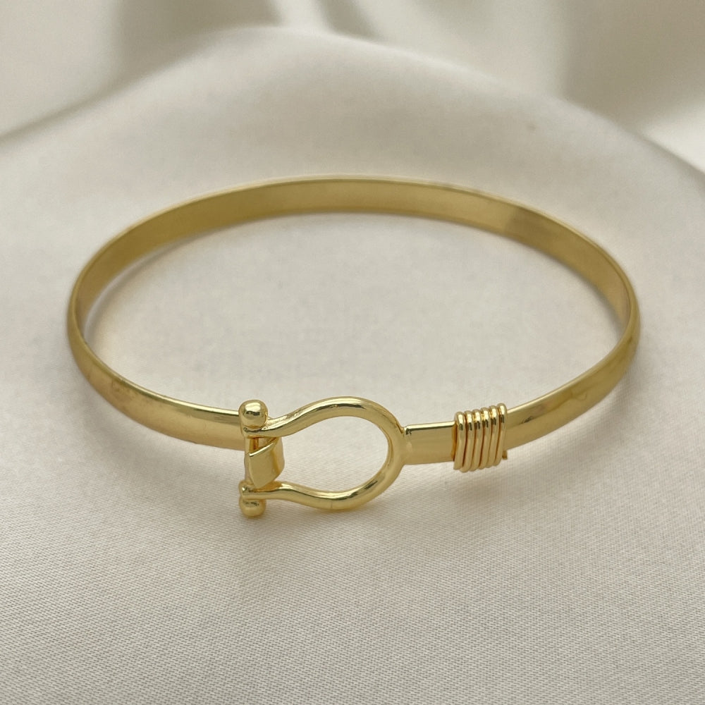 Gold Bangle Bracelet - Handmade w/ Horseshoe Design  - Gold Filled Style Cuff Bangles - 07.185.0010.04