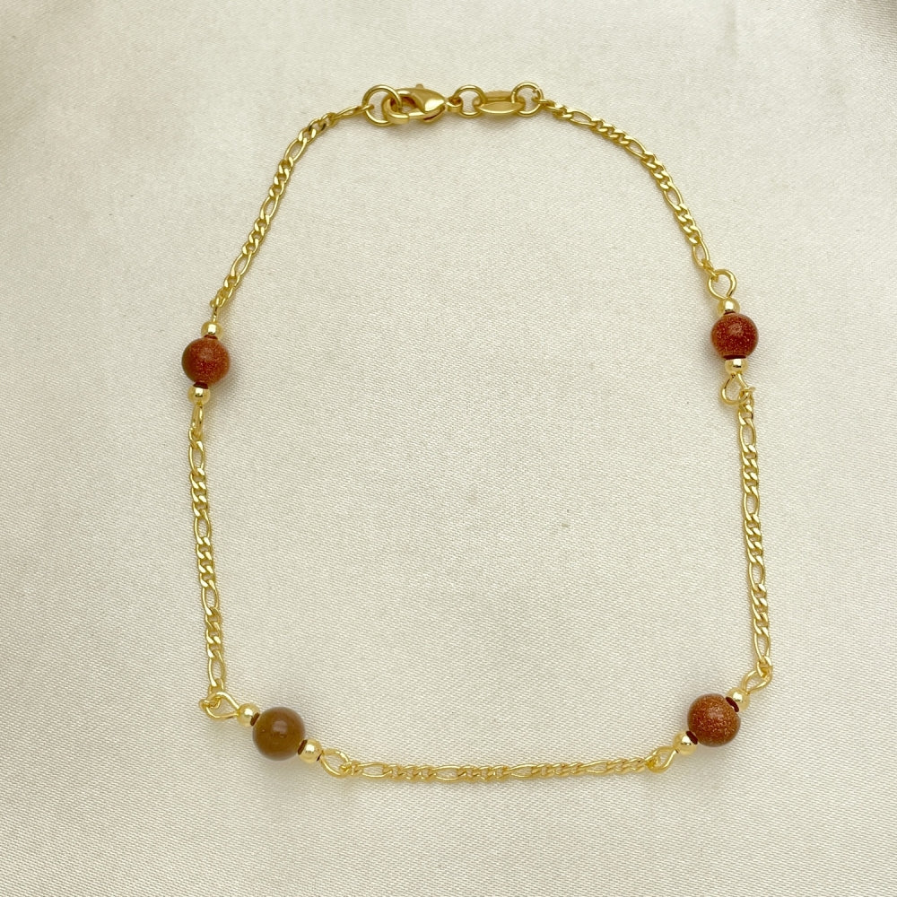 Gold Anklet - Goldstone Polished Style Handmade with the Highest Gold Filled Style Craftsmanship - Gold Filled Anklets 03.32.0625.10