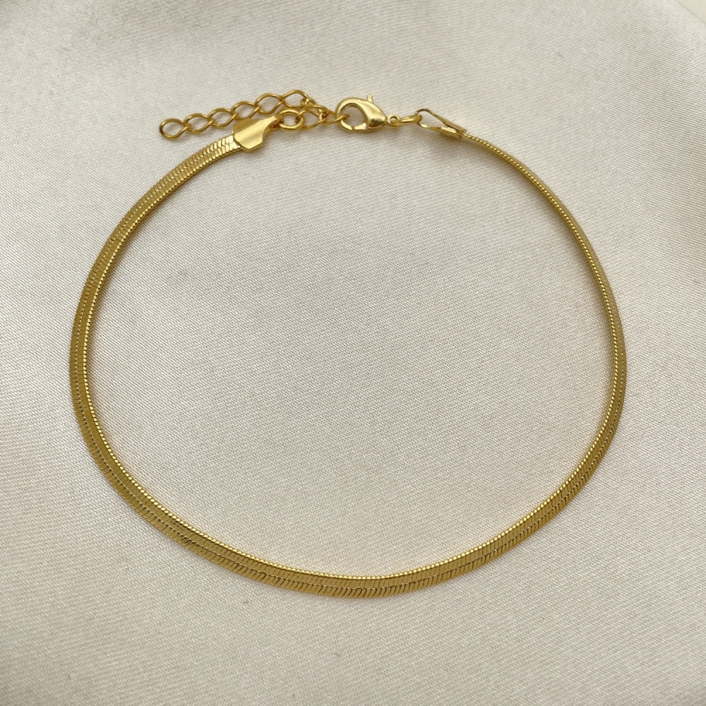 7" 14k Herringbone Bracelet Gold Filled Style Minimalist Handmade 03.02.0095.07