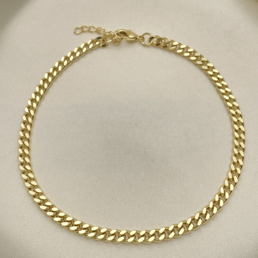 04 MM Gold Anklet - Miami Cuban Link Handmade with the Highest Gold Filled Style Craftsmanship - Gold Filled Anklets 04.213.0169.10