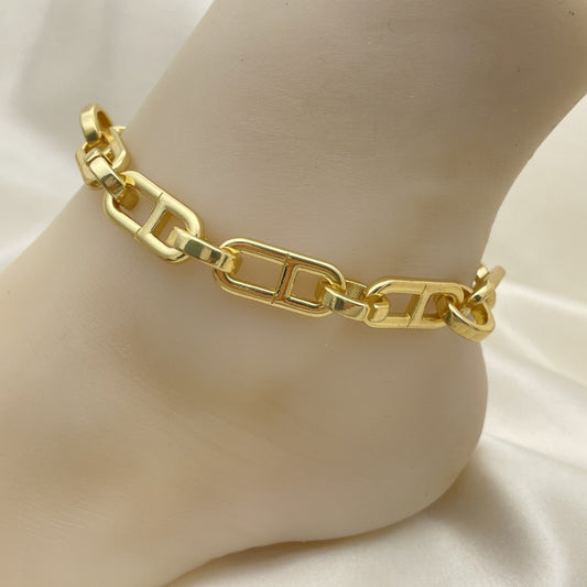 Gold Anklet - Puff Mariner Clip Handmade with the Highest Gold Filled Style Craftsmanship - Gold Filled Anklets 04.362.0039.10