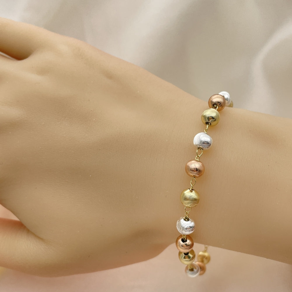 8" Tricolor Gold Ball Bracelet - Handmade With the Highest Craftsmanship - Gold Filled Bracelets 03.253.0094.08