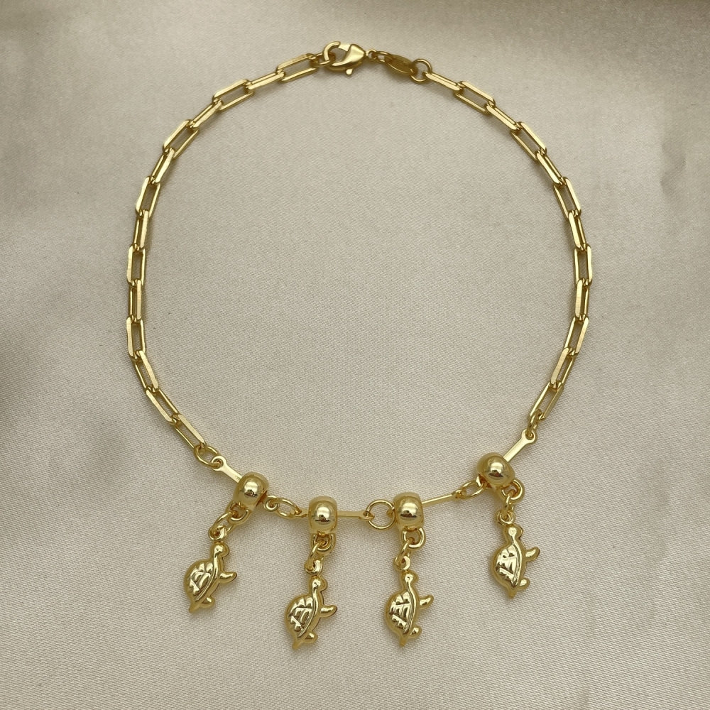 Gold Anklet - Paperclip Chain w/ Turtle Charms Handmade with the Highest Gold Filled Style Craftsmanship - Gold Filled Anklets 03.32.0610.10