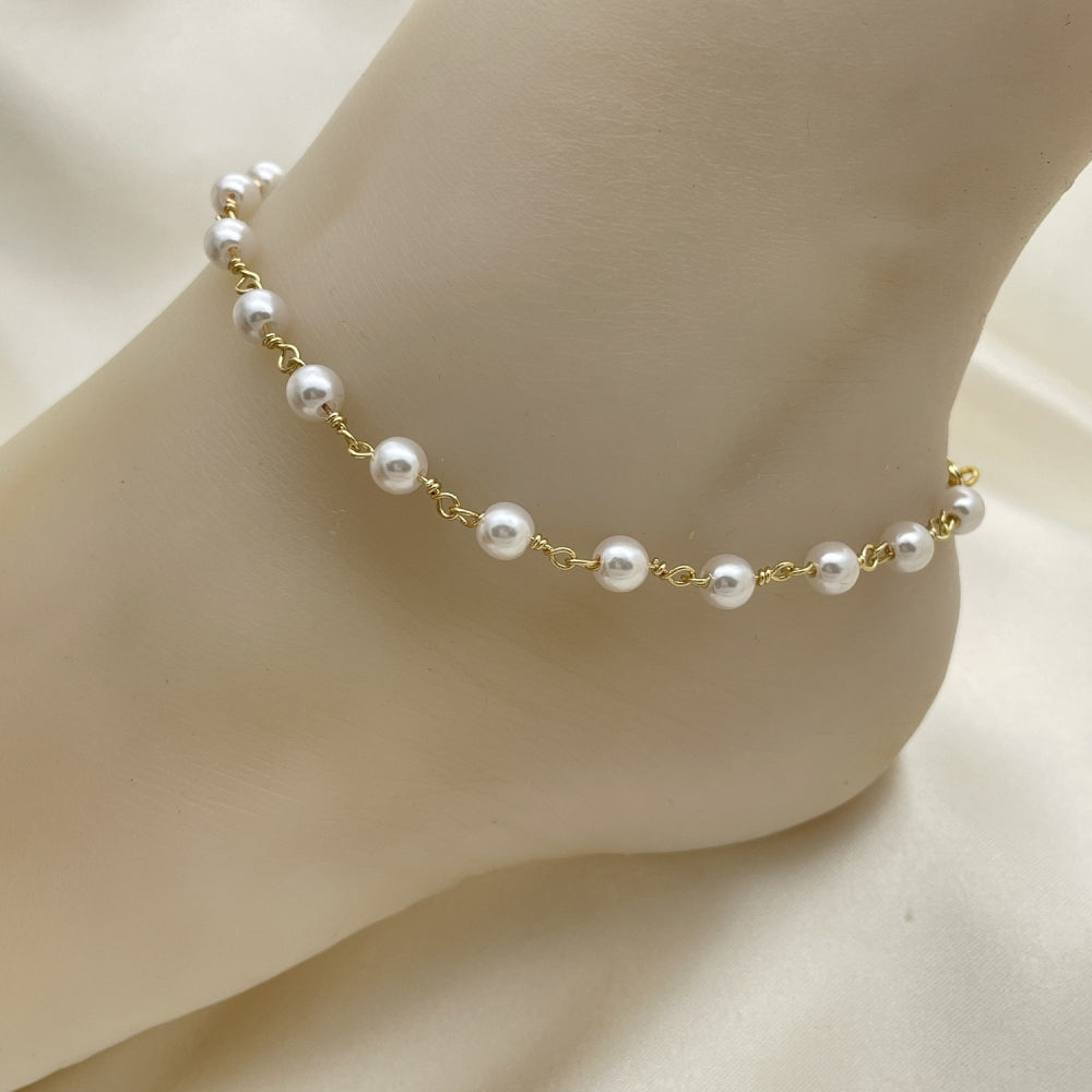 Gold Anklet - Minimalist Pearl Style Handmade with the Highest Gold Filled Style Craftsmanship - Gold Filled Anklets 03.386.0025.10