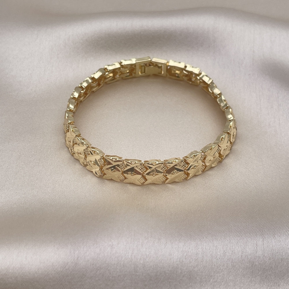 7" Chunky Bold Gold Bracelet - Handmade With Casting Solid Link. Its the Highest Finishing - Gold Filled Style Bracelets 03.100.0071.07