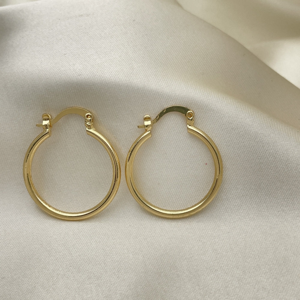 25mm Gold Hoop Handmade - Light Weight Medium Size Classic Plain Style Earrings, Dainty 14k Gold Filled Style for Her or Him 5.134.011.25