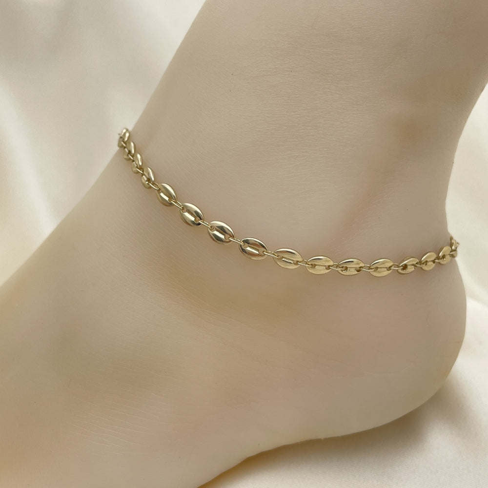 05 MM Gold Anklet - Puff Mariner Handmade with the Highest Craftsmanship - Gold Filled  Style Anklets 04.326.0001.10