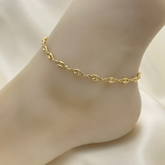 Gold Anklet - Puff Mariner Handmade with the Highest Gold Filled Style Craftsmanship - Gold Filled Anklets 04.09.0185.10