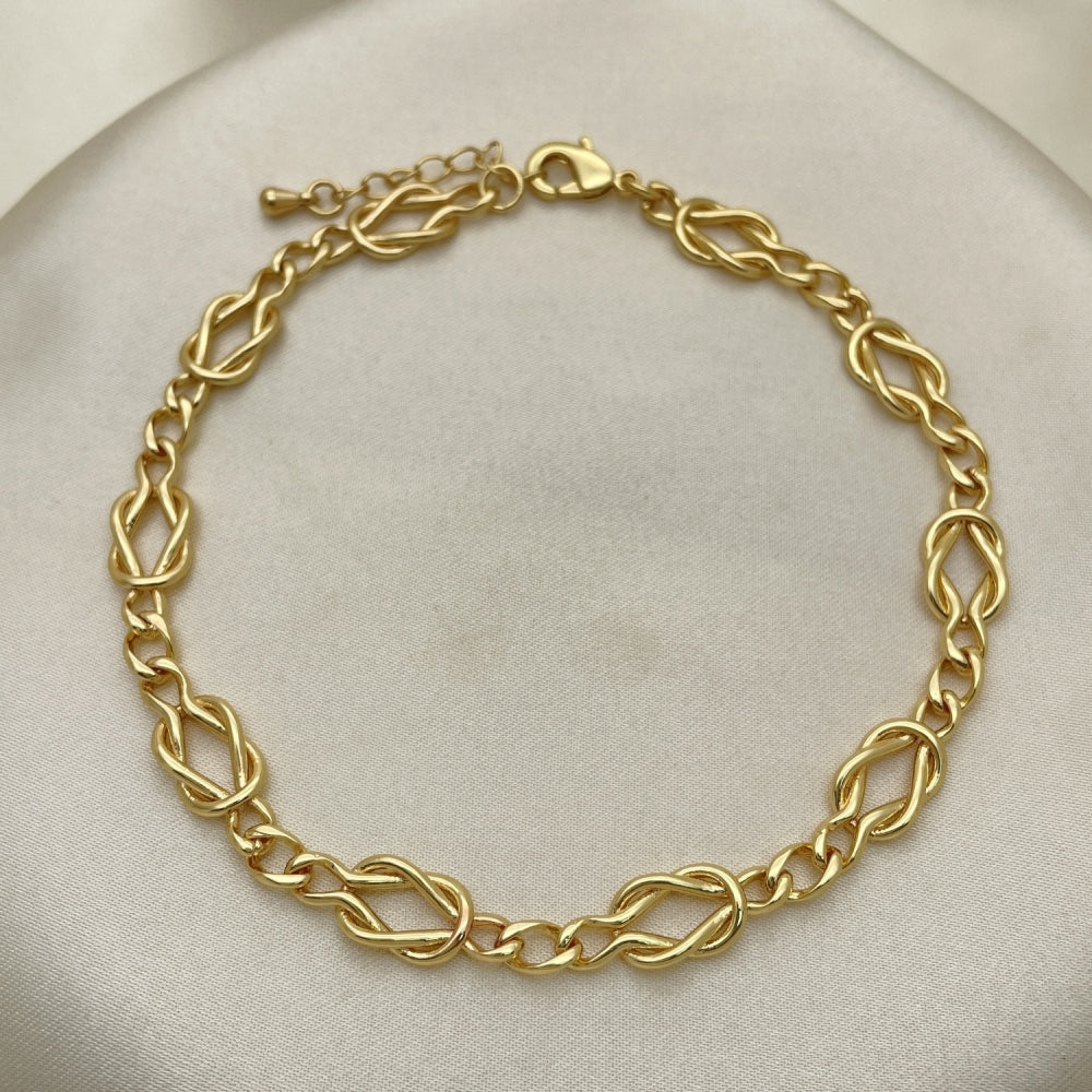 Gold Anklet - Handmade Reef Knot Chain with the Highest Gold Filled Style Craftsmanship - Gold Filled Anklets 03.319.0012.10