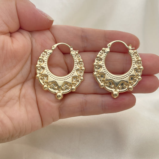 Puff Hoops Chunky & Thick Lightweight Handmade Shrimp Bold Gold Earrings, Light Weight Stampato Gold Filled Style Hoops 02.163.0133.35