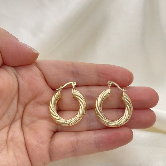 Twisted Chunky & Thick Lightweight Handmade Bold Gold Hoop Earrings Very Light Weight Piece of Jewelry - Gold Filled Hoops 02.163.0150.25