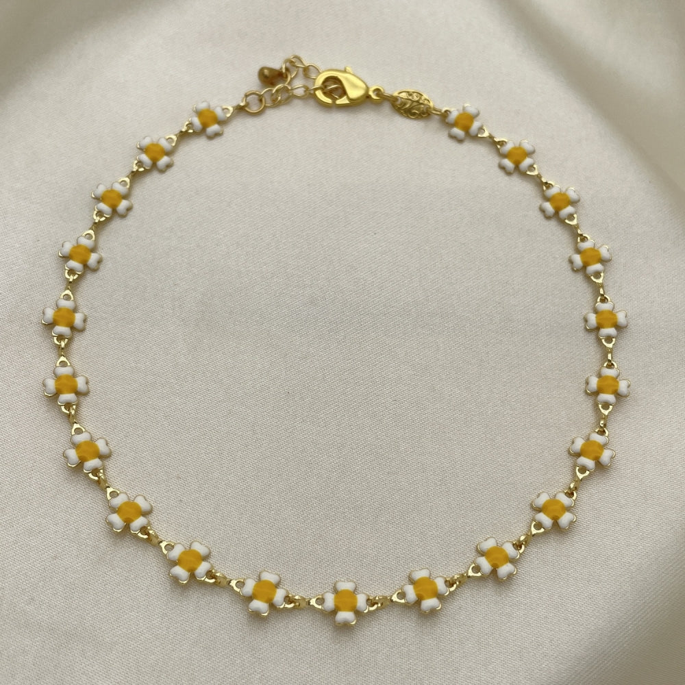 Gold Anklet - Daisy Flower Chain Handmade with the Highest Gold Filled Style Craftsmanship - Gold Filled Anklets 03.386.0009.10